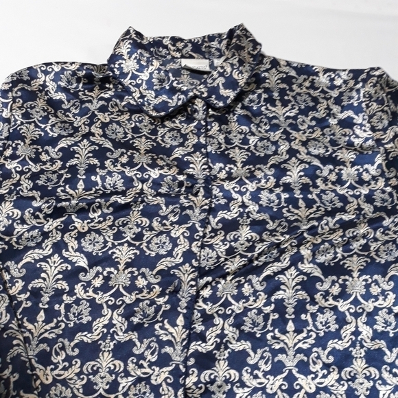 Delicates Pajamas Set of Two Pieces Printed Blue Button Down Size Large… - Picture 5 of 6